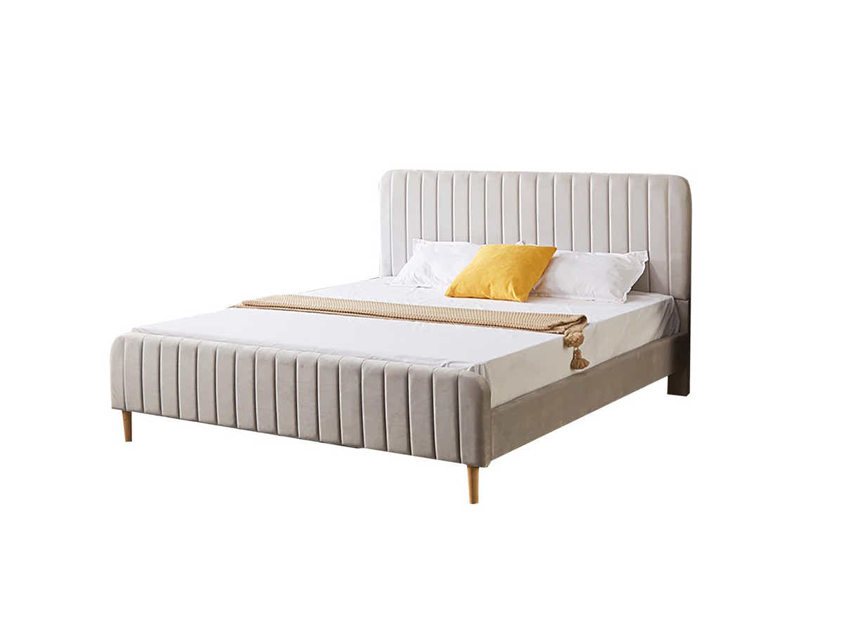DS Edina Velvet Bed Frame Grey - Queen