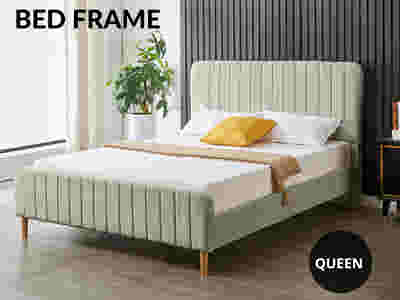 Edina Velvet Bed Frame Grey - Queen