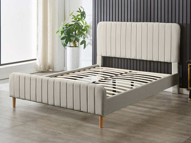 Edina Velvet Bed Frame Grey - Queen