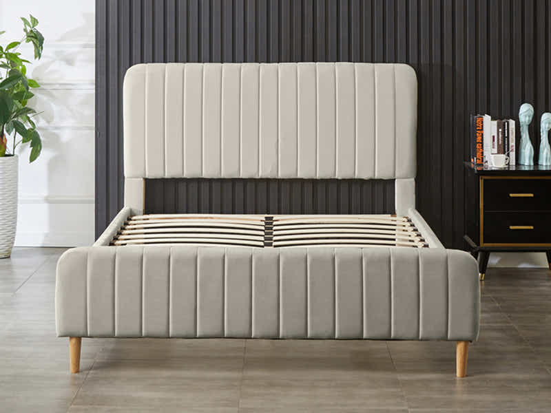 Edina Velvet Bed Frame Grey - Queen