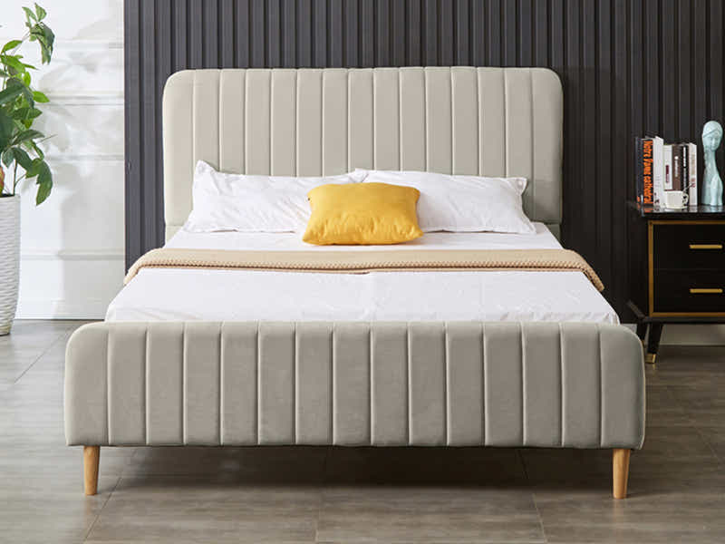 Edina Velvet Bed Frame Grey - Queen