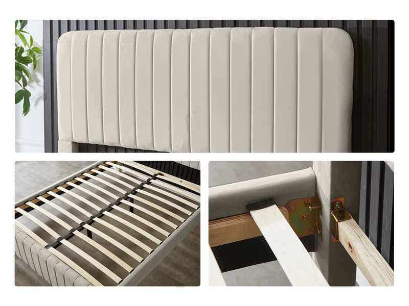 Edina Velvet Bed Frame Grey - Queen