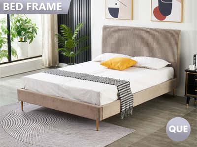 Fenix Velvet Bed Frame Brown - Queen