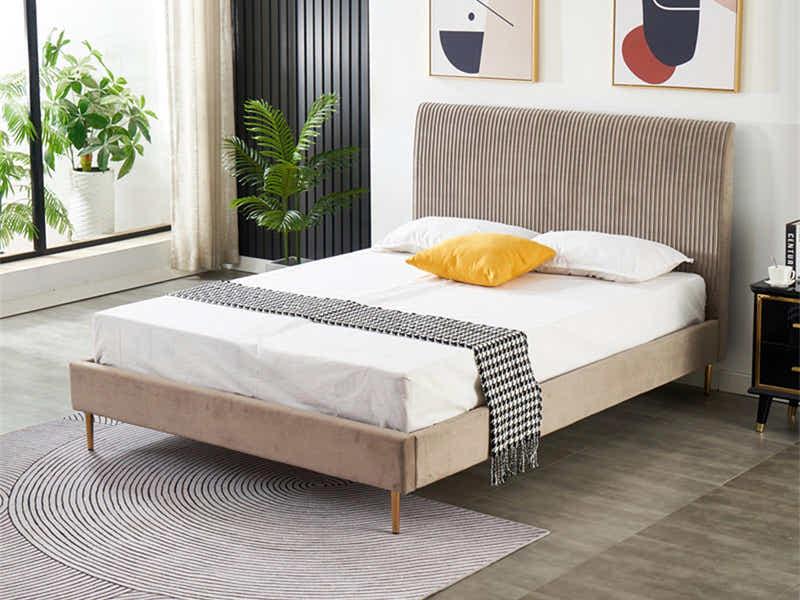 Fenix Velvet Bed Frame Brown - Queen