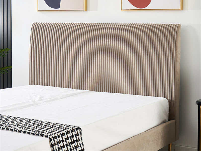 Fenix Velvet Bed Frame Brown - Queen