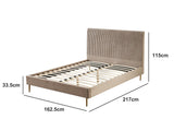 Fenix Velvet Bed Frame Brown - Queen