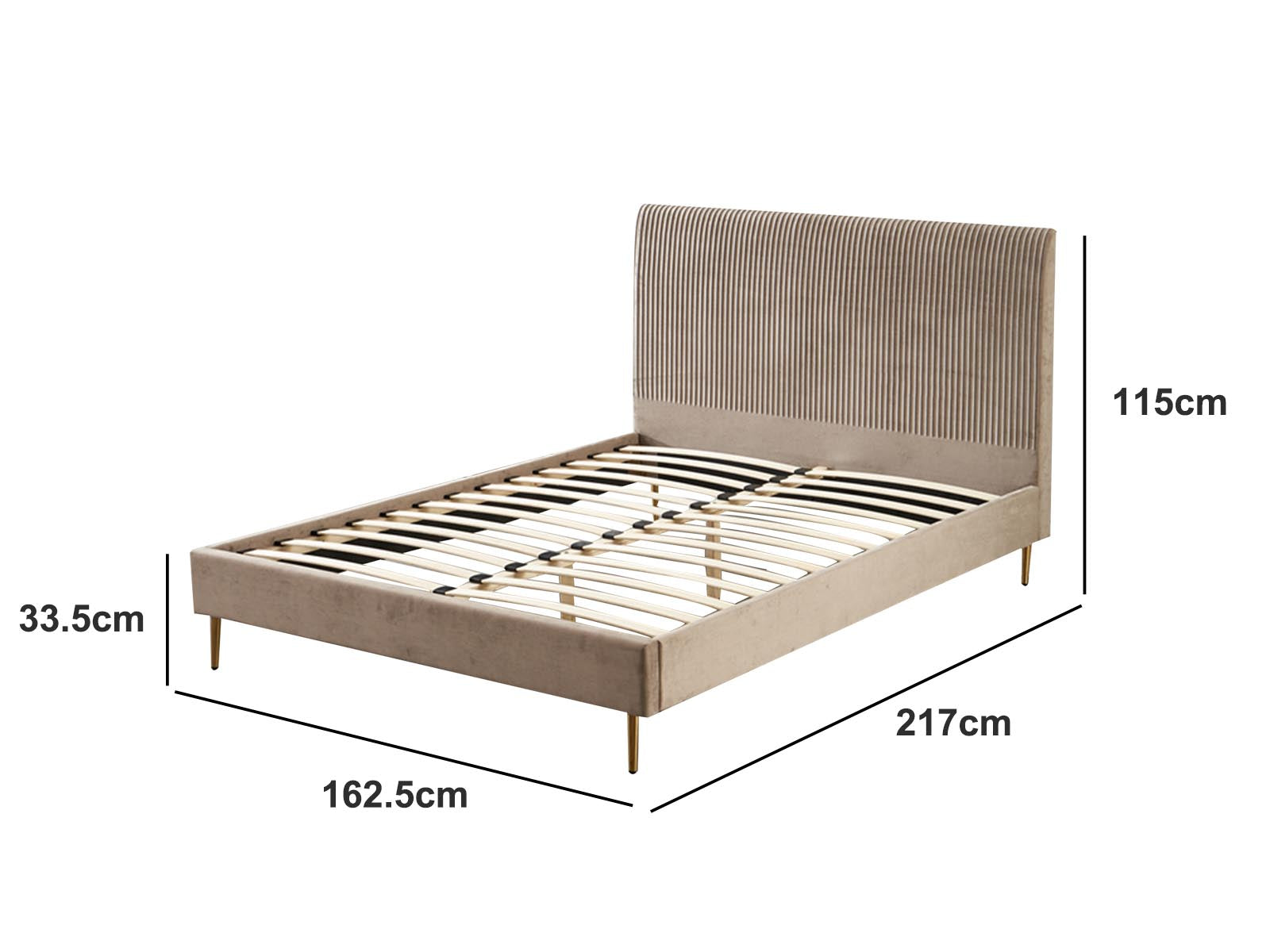 Fenix Velvet Bed Frame Brown - Queen
