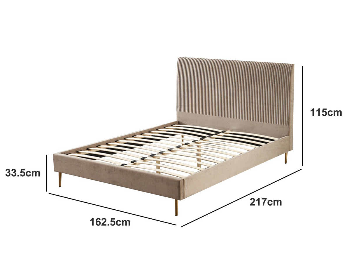 Fenix Velvet Bed Frame Brown - Queen