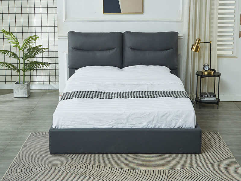 Greta PU Bed Frame Dark Grey - Queen