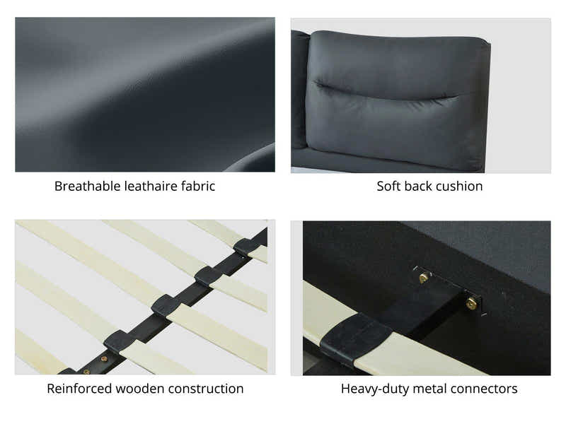 Greta PU Bed Frame Dark Grey - Queen