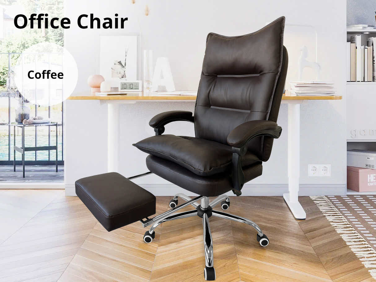 Koa Desk With Storage Bag & New Markus Office Chair with Footrest PU Coffee