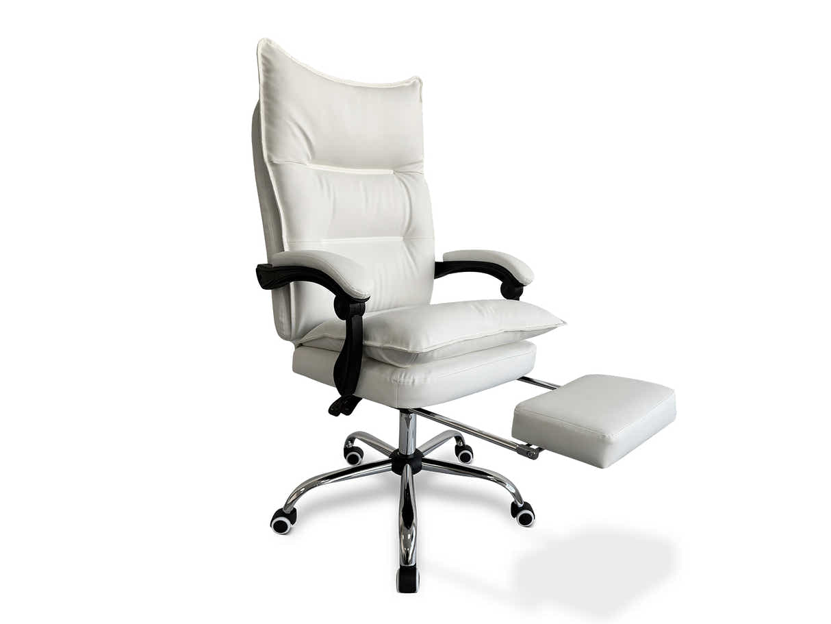 Naturlig Writing Desk & New Markus Office Chair with Footrest PU White