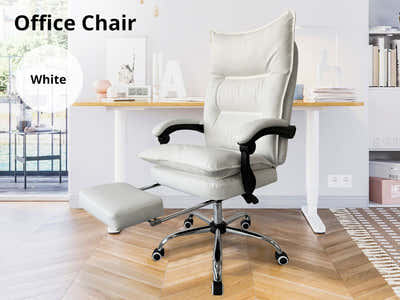 New Markus Office Chair with Footrest PU White
