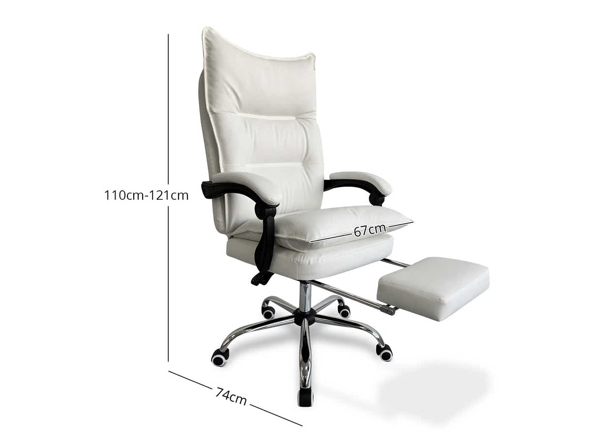 Writing Desk Rustic Oak & New Markus Office Chair with Footrest PU White