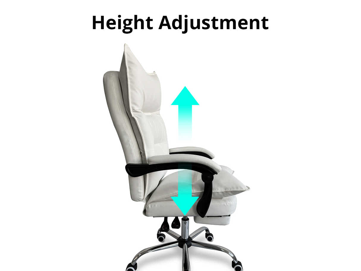 Writing Desk Rustic Oak & New Markus Office Chair with Footrest PU White
