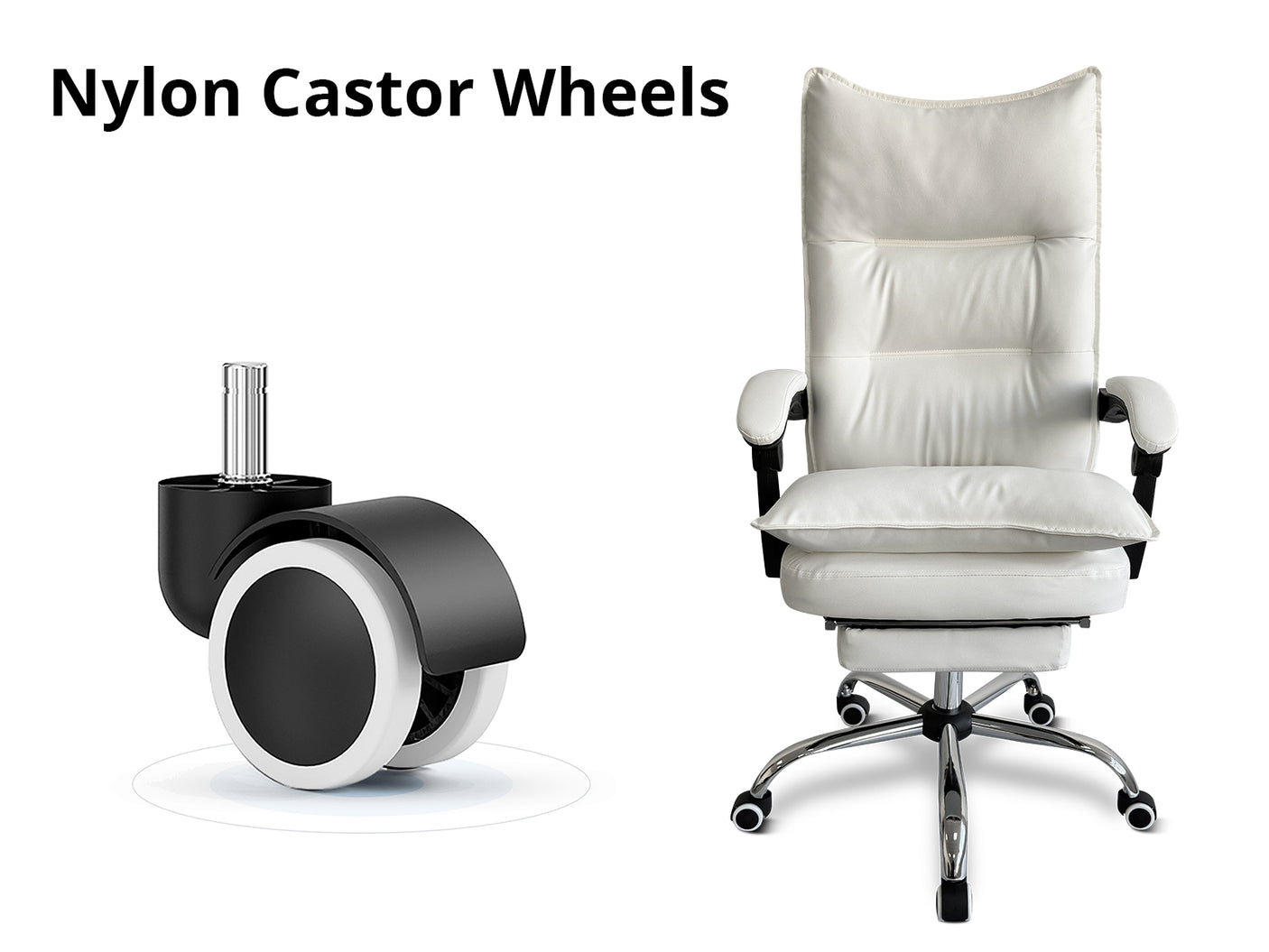 DS New Markus Office Chair with Footrest PU White