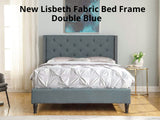 Lisbeth Fabric Double Bed Frame - Blue