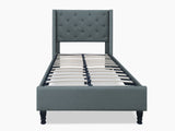 T New Lisbeth Fabric Bed Frame King Single Blue
