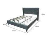 DS Lisbeth Fabric King Bed Frame - Blue