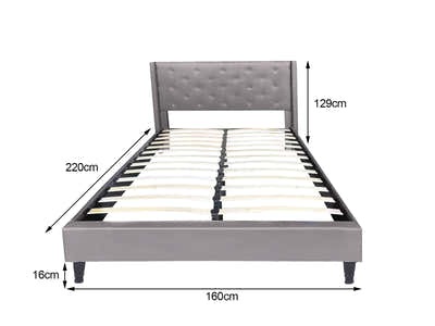 New Lisbeth Bed Frame Grey & Xclusive Pocket Spring Mattress X20 - Queen (Combo)