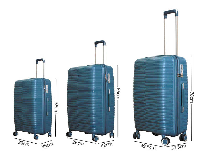 3-piece PP Luggage Set - Ice Blue