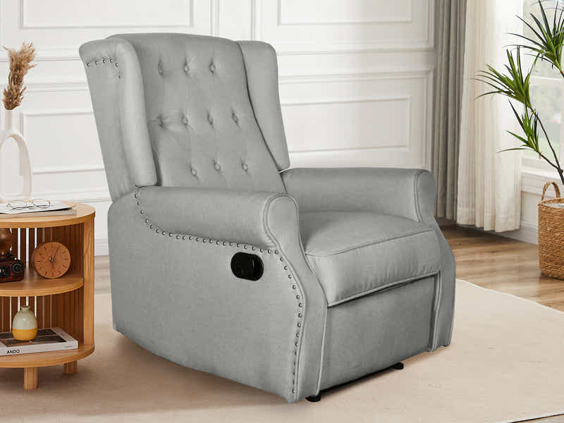 Linen Recliner Chair - Grey