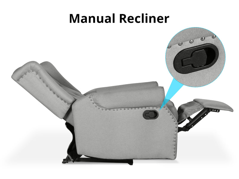 Linen Recliner Chair - Grey