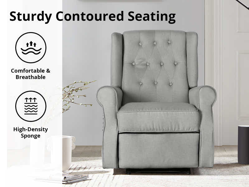 Linen Recliner Chair - Grey