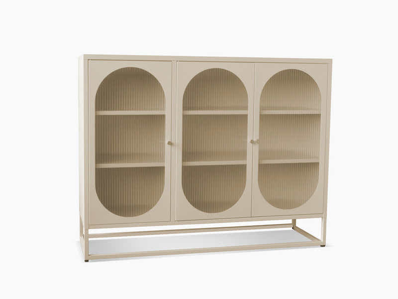 Lonna Steel 3-Door Display Cabinet - Butter Cream