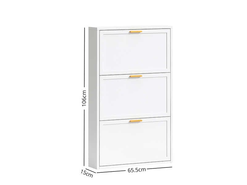 Lonna Steel 3-Layer Shoe Cabinet - White