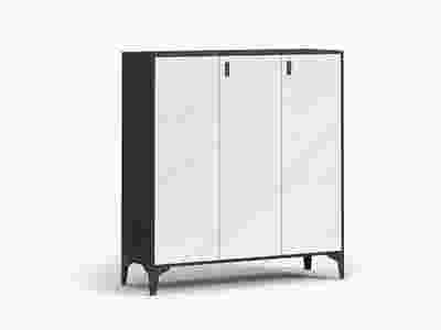 Lonna Steel 3-Door Shoe Cabinet - White Marble