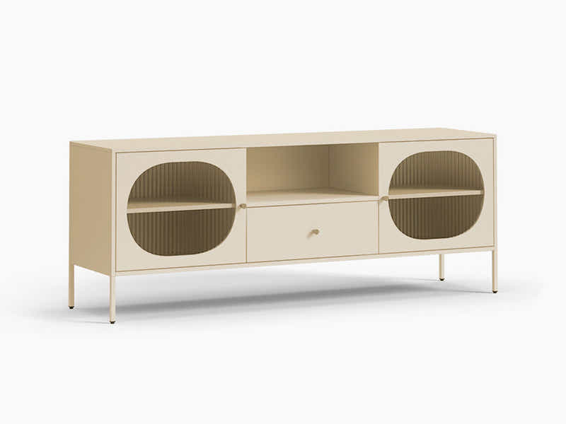 Lonna Steel Entertainment Unit Butter Cream - 160 cm
