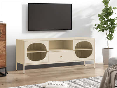 Lonna Steel Entertainment Unit Butter Cream - 160 cm