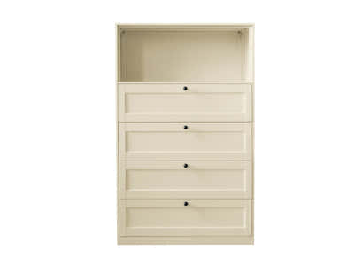 Lonna Steel 4-Drawer Tallboy with Shelf - Butter Cream
