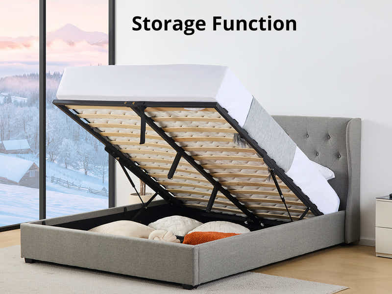 Keron Storage Bed Frame Grey - Queen