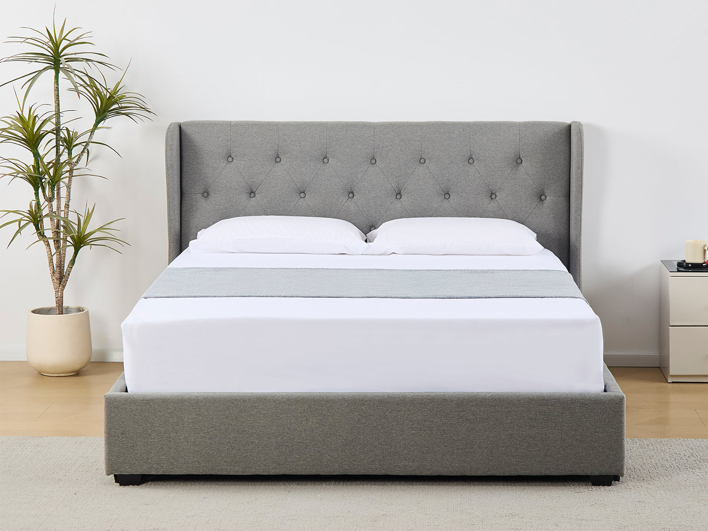 Keron Storage Queen Bed Frame - Grey