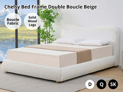 Chelsy Boucle Bed Frame Beige - Double