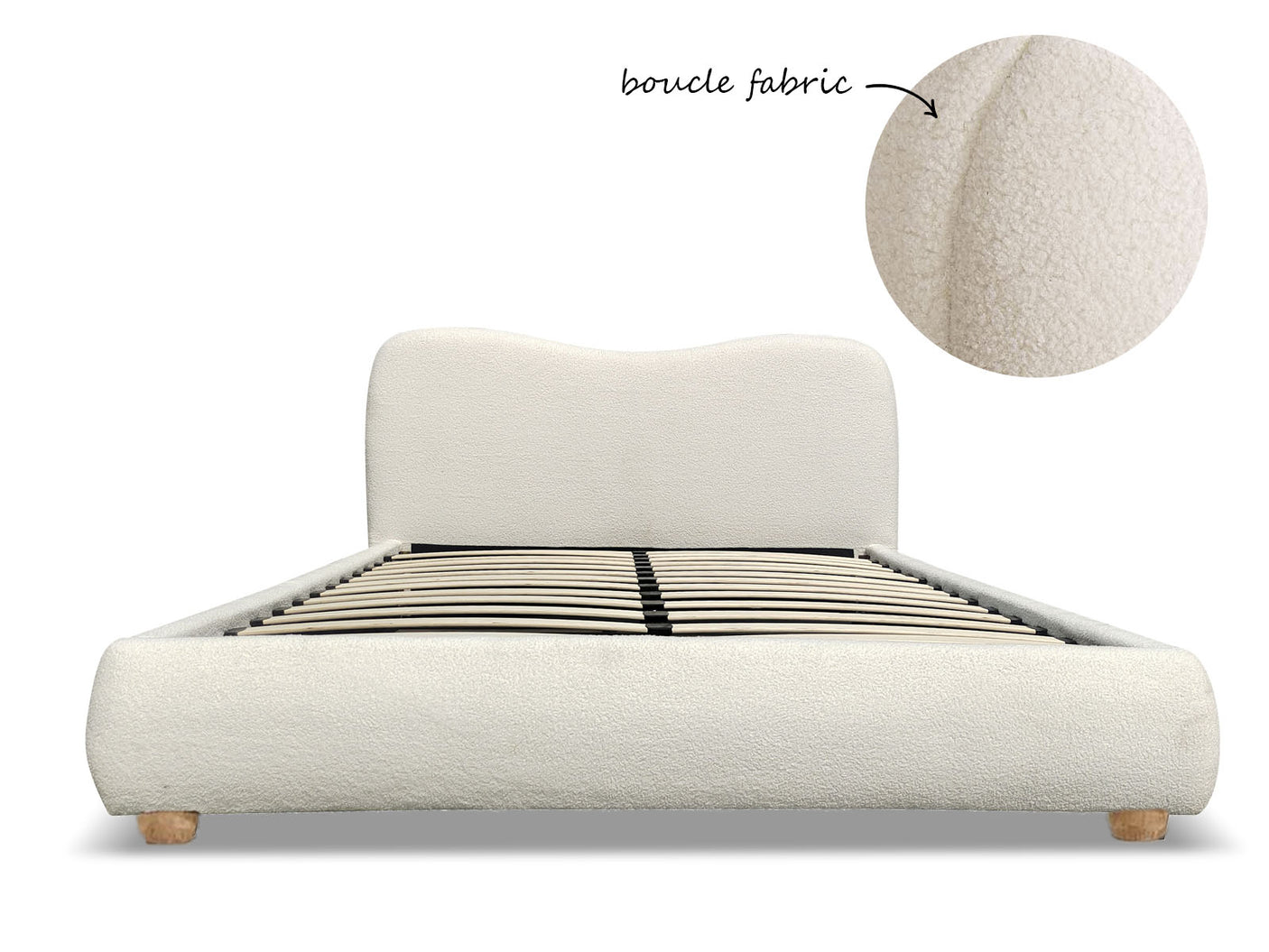 Chelsy Boucle Double Bed Frame - Beige