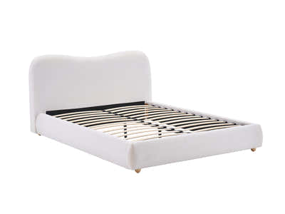 Chelsy Boucle Bed Frame Beige - Queen