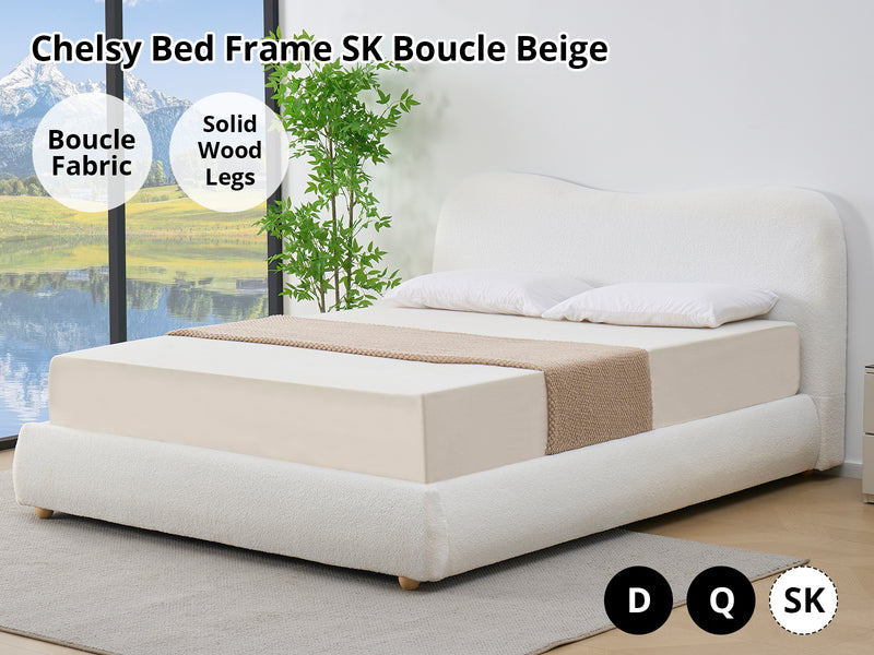 Chelsy Boucle Bed Frame Beige - Super King