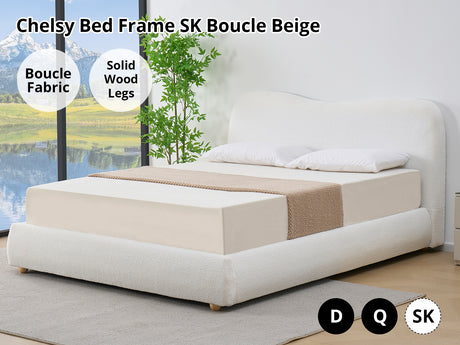 Chelsy Boucle Bed Frame Beige - Super King