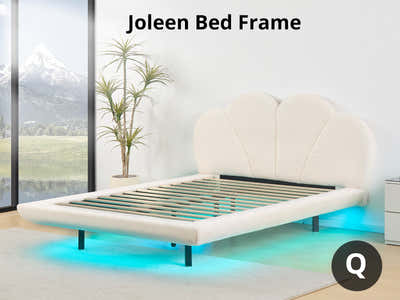 Joleen Boucle Bed Frame Cream - Queen