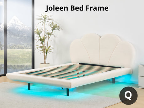 Joleen Boucle Bed Frame Cream - Queen