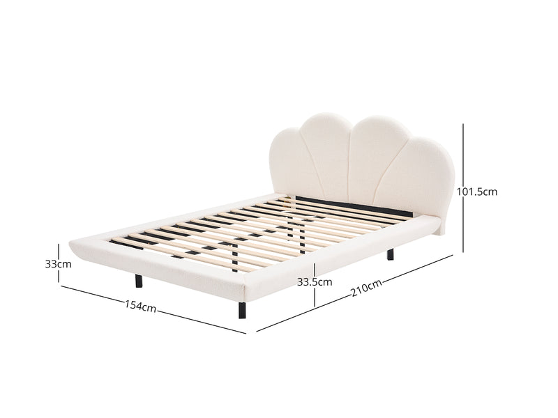Joleen Boucle Bed Frame Cream - Queen