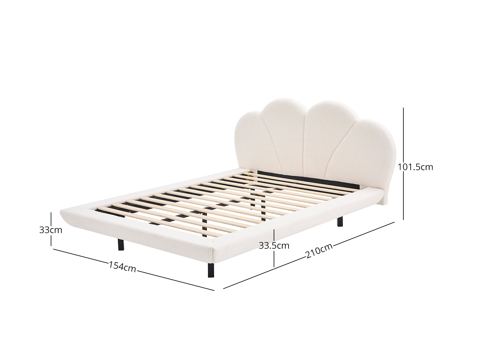 Joleen Boucle Bed Frame Cream - Queen