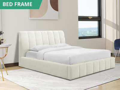 Resica Boucle Bed Frame Beige - Queen