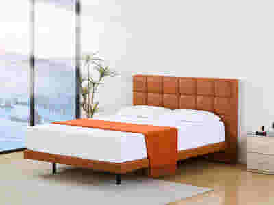 Kalyn PU Bed Frame Orange - Queen