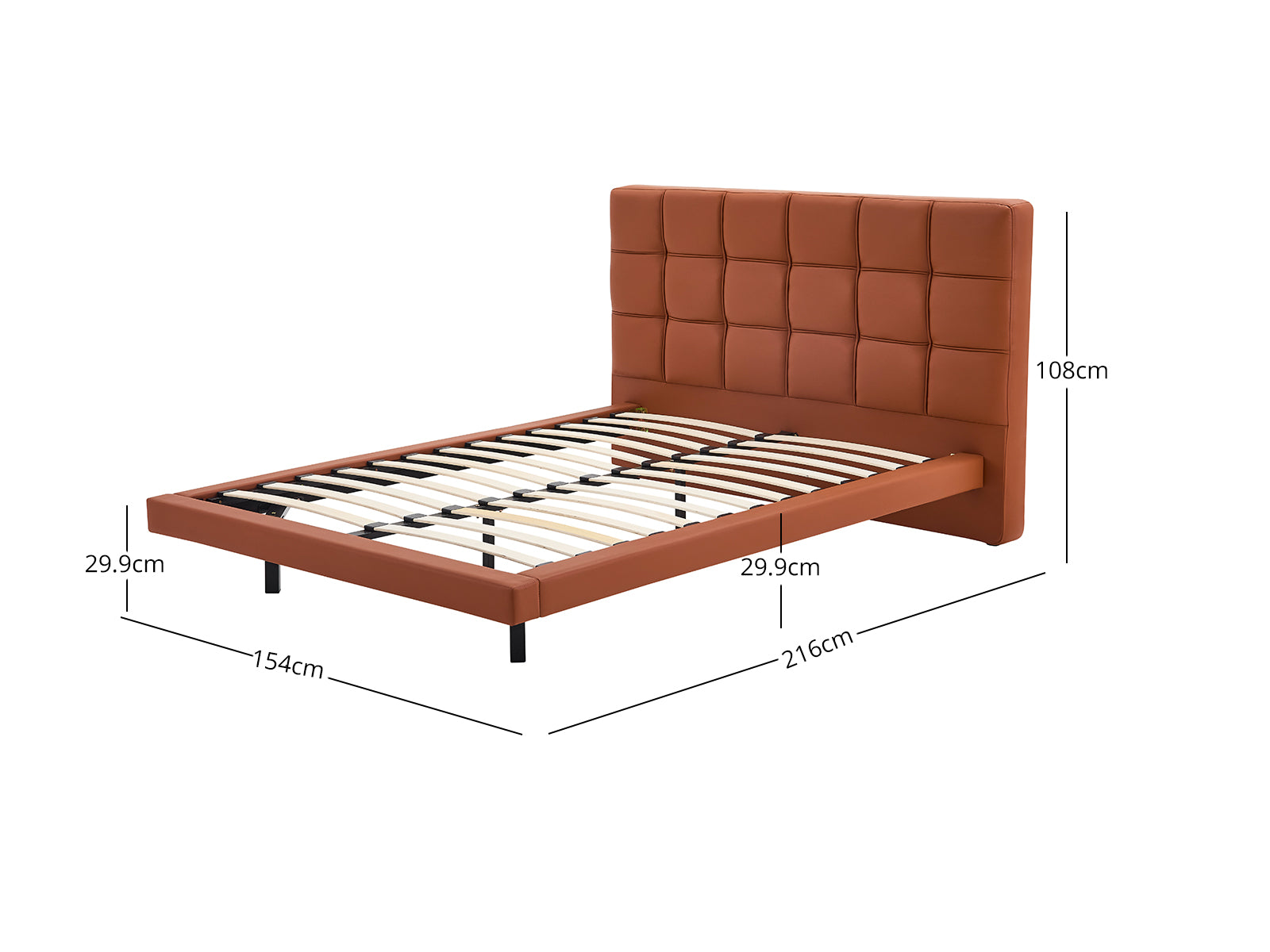 Kalyn PU Bed Frame Orange - Queen