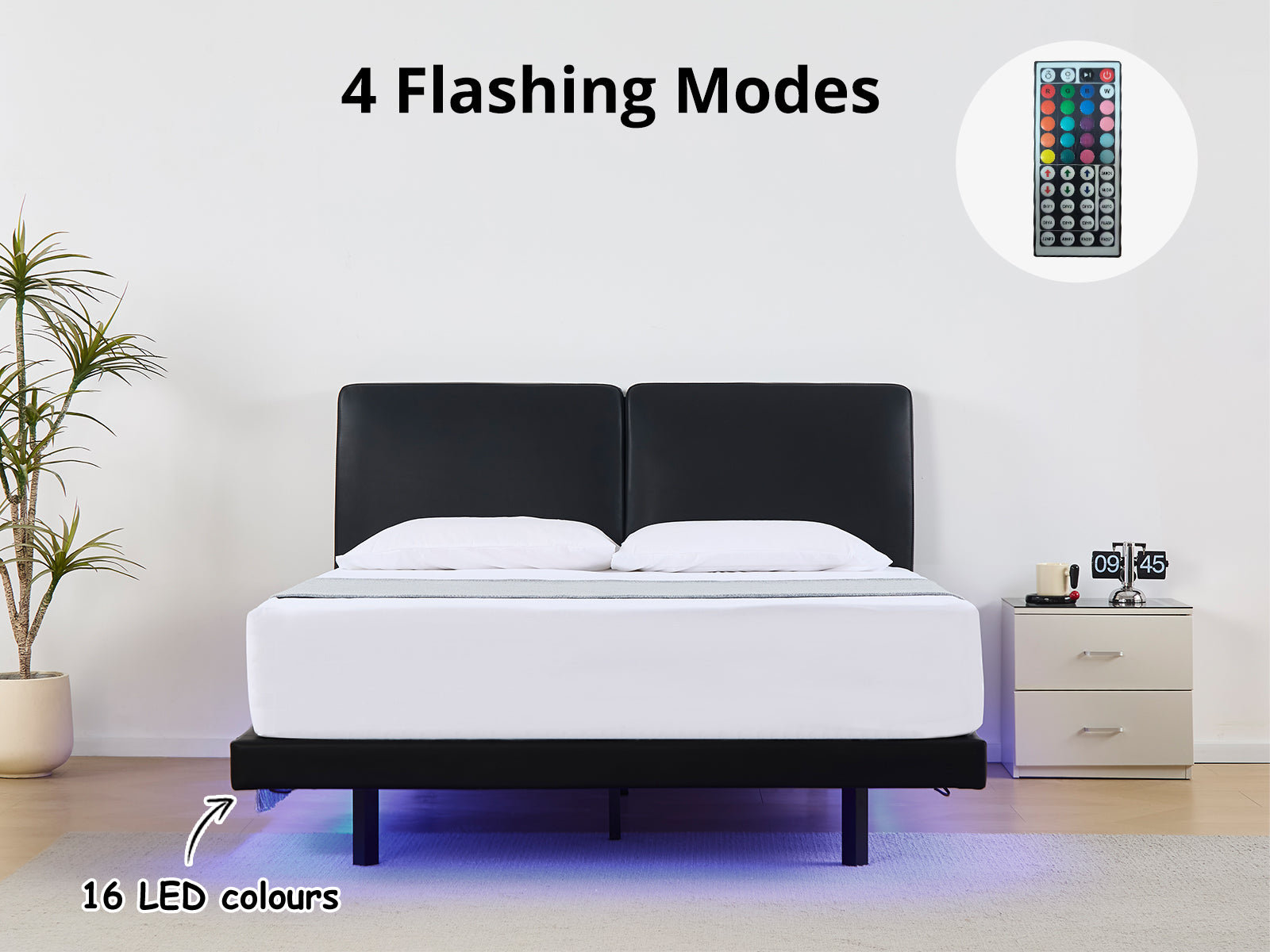 Priscilla PU Bed Frame Black - Queen