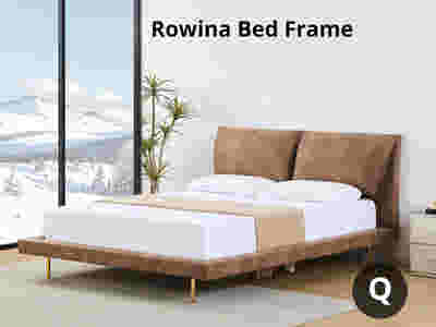Rowina PU Bed Frame Khaki - Queen